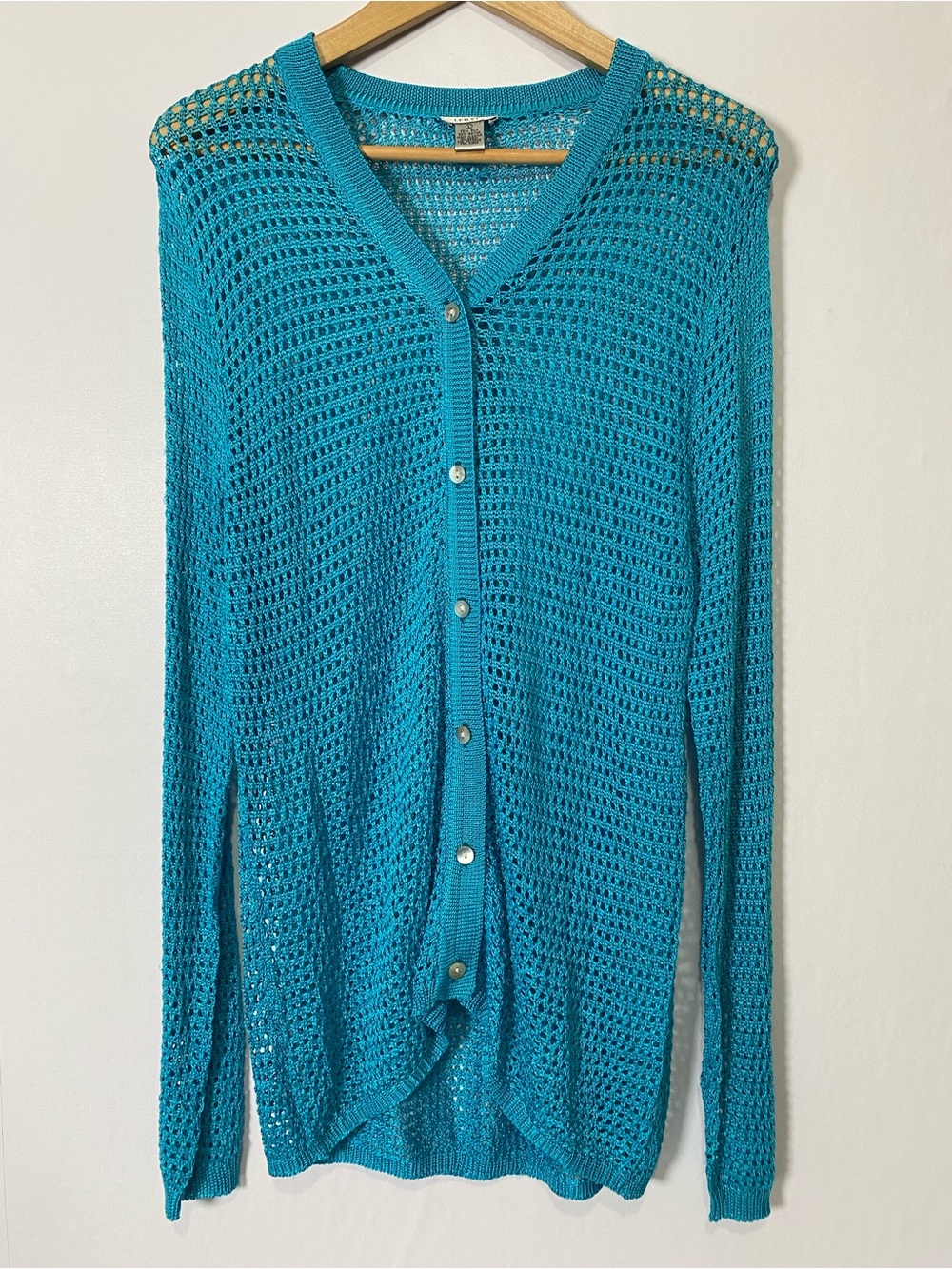 Leilei Women's Crochet Cardigan Cover-up Tunic Silk Blend Large Blue